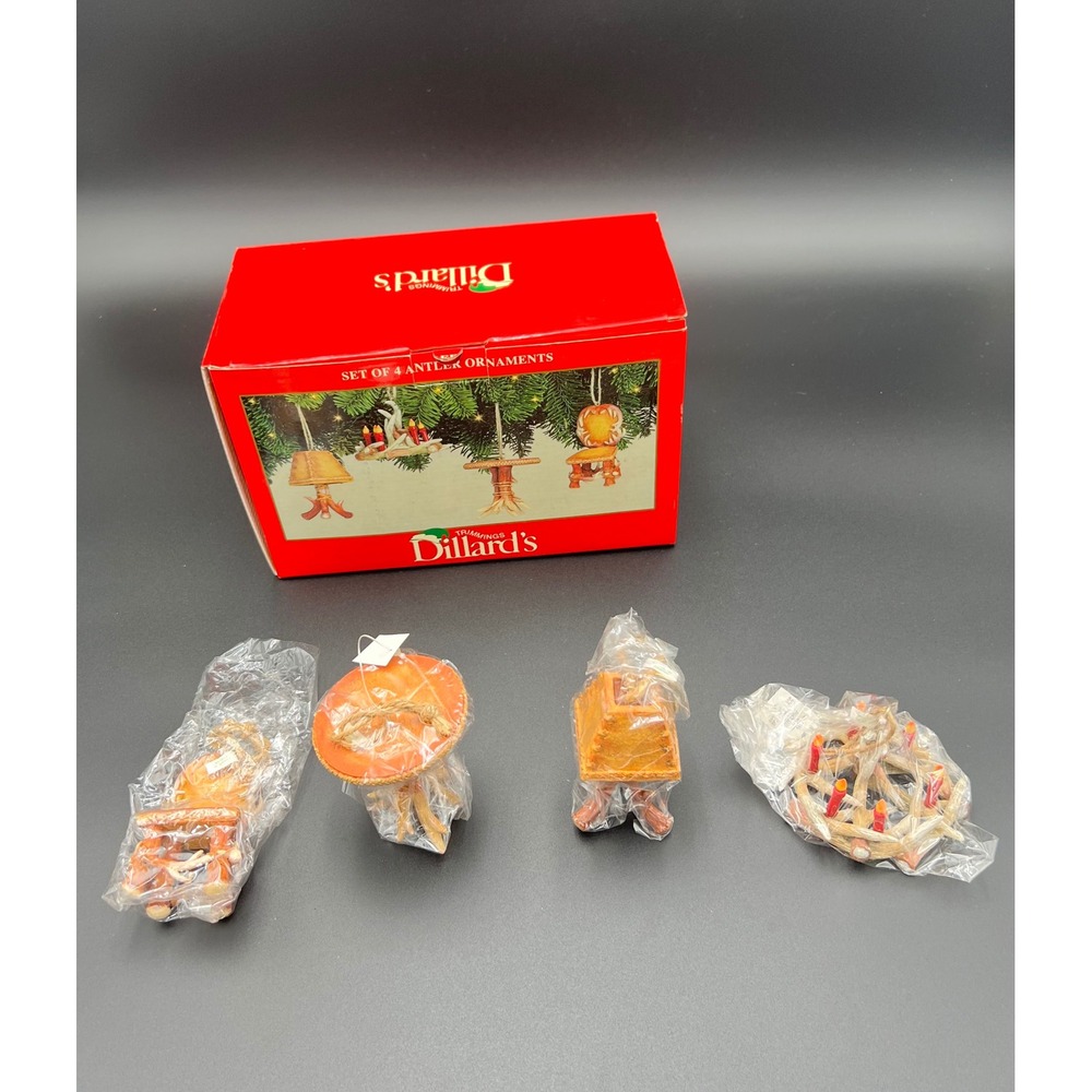 Dillard's Trimmings Set of 7 Antler Ornaments Rustic Cabin Furniture Christmas